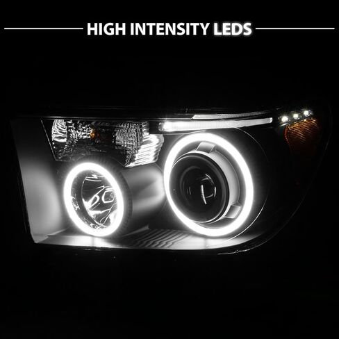 Amerilite لعام 2007-2013 Toyota Tundra | 2008-2017 Sequoia Xtreme LED Halo Tubes Black Projector المصابيح الأمامية - جانب الركاب والسائق in Saudi Arabia
