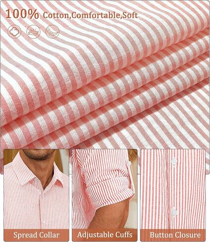 غزلان سيدة رجالي الأكمام الطويلة لأسفل قميص مخطط قطني غير رسمي الأعمال الصيفية شاطئ القمصان فستان الزفاف in Kuwait