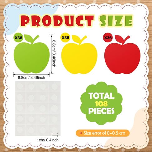 Geyee 108 Pcs Apple Cutouts Paper Spring Bulletin Board Decorations Bright Color Apple Shaped Sticker Die Cut for Teachers DIY Craft Office School Chalkboard Wall Decor in Kuwait