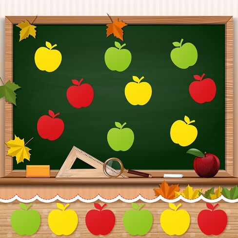 Geyee 108 Pcs Apple Cutouts Paper Spring Bulletin Board Decorations Bright Color Apple Shaped Sticker Die Cut for Teachers DIY Craft Office School Chalkboard Wall Decor in Kuwait