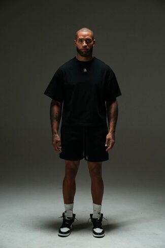ANANKE Fate Heavyweight Fleece Short for Men - Relaxed Fit Above Knee 360 GSM Cotton Polyester Elastic Waist Shorts Pockets in Saudi Arabia