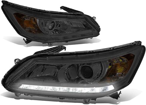 أسرة السيارات بقيادة المصابيح الأمامية DRL Projector Assembly متوافقة مع Honda Accord 4-Door Sedan 2013-2015 ، سائق وركاب ، زاوية مساكن سوداء in Kuwait