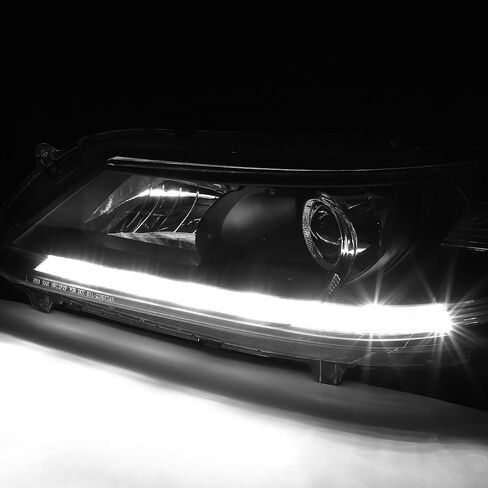 أسرة السيارات بقيادة المصابيح الأمامية DRL Projector Assembly متوافقة مع Honda Accord 4-Door Sedan 2013-2015 ، سائق وركاب ، زاوية مساكن سوداء in Kuwait