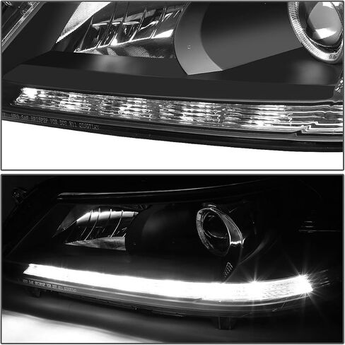 أسرة السيارات بقيادة المصابيح الأمامية DRL Projector Assembly متوافقة مع Honda Accord 4-Door Sedan 2013-2015 ، سائق وركاب ، زاوية مساكن سوداء in Kuwait