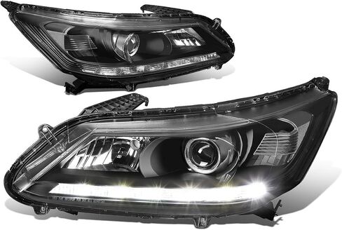 أسرة السيارات بقيادة المصابيح الأمامية DRL Projector Assembly متوافقة مع Honda Accord 4-Door Sedan 2013-2015 ، سائق وركاب ، زاوية مساكن سوداء in Kuwait