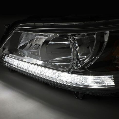 Auto Dynasty LED DRL Projector Headlights Assembly Compatible with Honda Accord 4-Door Sedan 2013-2015, Driver and Passenger Side, Black Housing Clear Corner in Saudi Arabia