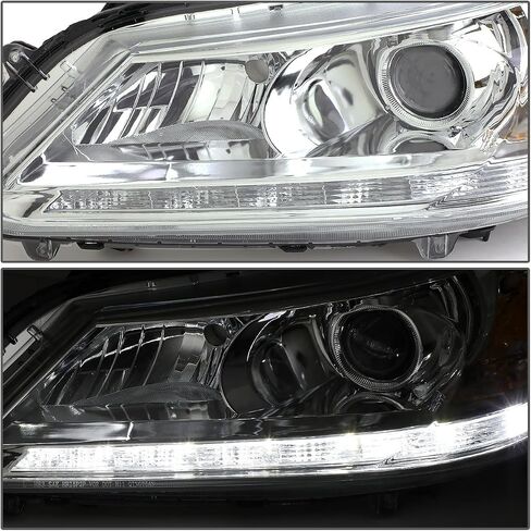 Auto Dynasty LED DRL Projector Headlights Assembly Compatible with Honda Accord 4-Door Sedan 2013-2015, Driver and Passenger Side, Black Housing Clear Corner in Saudi Arabia