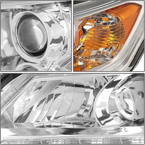 Auto Dynasty LED DRL Projector Headlights Assembly Compatible with Honda Accord 4-Door Sedan 2013-2015, Driver and Passenger Side, Black Housing Clear Corner in Saudi Arabia
