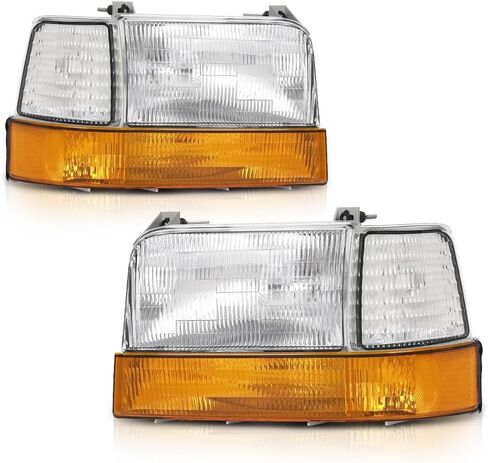 PIT66 Headlights Assembly Corner & Side Park Signal Lights 6 PCS Set Compatible with Ford F150 Bronco 1992-1996/F250 F350 1992-1997 FO2521114, FO2550110 Clear Lens Front HeadLamps w/o Bulbs in Saudi Arabia