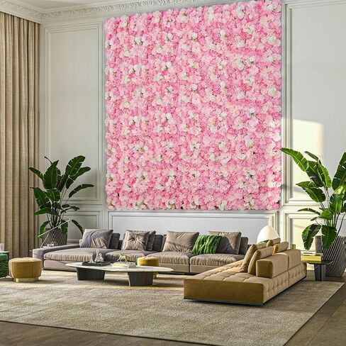 Flowers Wall Backdrop 6PCS 16.5x16.5 Inch Floral Wall Panel Artificial Silk Rose Decor Ideal for Wedding Celebrations, Festive Party Backdrops, and Elegant Home Decor in Kuwait