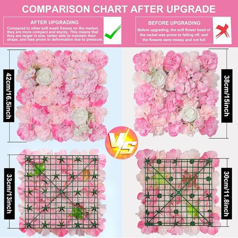 Flowers Wall Backdrop 6PCS 16.5x16.5 Inch Floral Wall Panel Artificial Silk Rose Decor Ideal for Wedding Celebrations, Festive Party Backdrops, and Elegant Home Decor in Kuwait