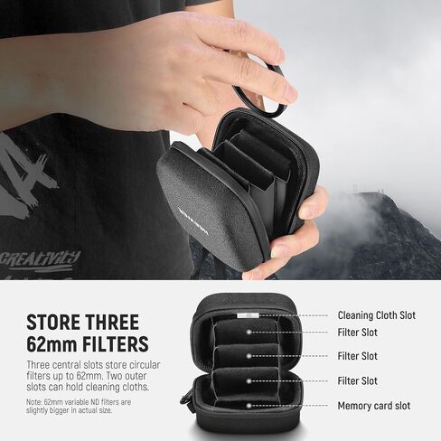 NEEWER 11x11cm Hard Shell Filter Storage Case, Water Resistant Shockproof Dustproof Carrying Bag with Expanding Dividers, Wrist Strap & Carabiner for Six 86mm Circular Filters, PB12 in Saudi Arabia