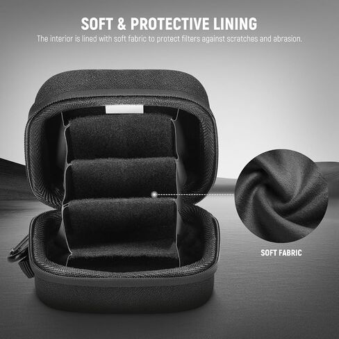 NEEWER 11x11cm Hard Shell Filter Storage Case, Water Resistant Shockproof Dustproof Carrying Bag with Expanding Dividers, Wrist Strap & Carabiner for Six 86mm Circular Filters, PB12 in Saudi Arabia