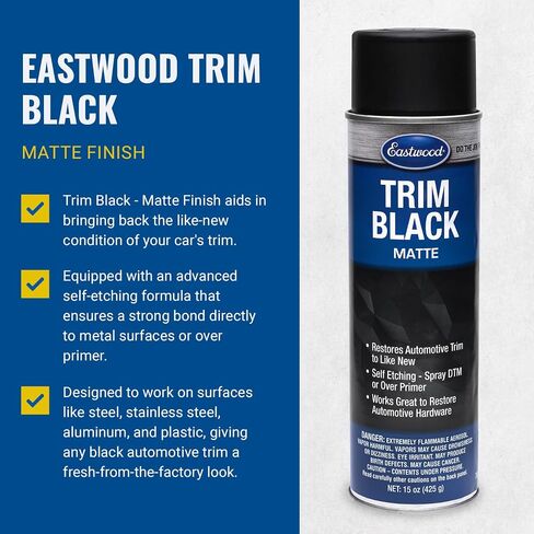 Eastwood Automotive Black Trim Restorer Spray | سيارة طويلة الأمد تدوم خارجي ترميم الأسود | على الفور إحياء اللون والتألق لقطرات السيارة والمسامير والمسامير | 15 أوقية شبه لامعة in Saudi Arabia