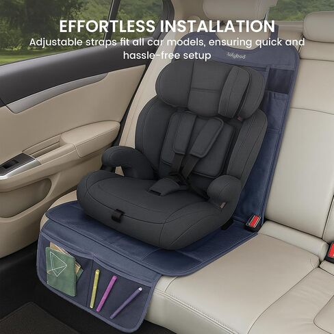Lulyboo Car Seat Protection for Baby Carseat - Car Seat Organizer Back Seat - Behind Backseat Car Organizer for Kids Stuff, Toys, Tablet, Storage - Front & Rear Facing Kick Mat Seat Protector Black in Kuwait