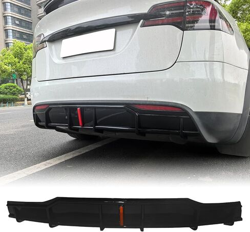 FreeMotor802 الناشر الخلفي ث/LED ، يناسب 2022-2025 Tesla Model X ، Ikon Gloss Black Pp polypropylene jootper appling live lip splitter spoilance kead add-on out-on out kit kit in Saudi Arabia