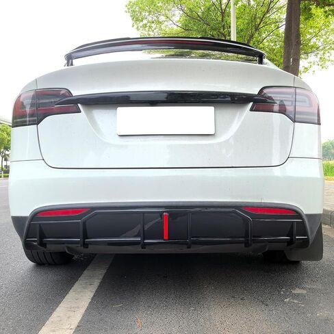 FreeMotor802 الناشر الخلفي ث/LED ، يناسب 2022-2025 Tesla Model X ، Ikon Gloss Black Pp polypropylene jootper appling live lip splitter spoilance kead add-on out-on out kit kit in Saudi Arabia
