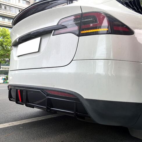 FreeMotor802 الناشر الخلفي ث/LED ، يناسب 2022-2025 Tesla Model X ، Ikon Gloss Black Pp polypropylene jootper appling live lip splitter spoilance kead add-on out-on out kit kit in Saudi Arabia