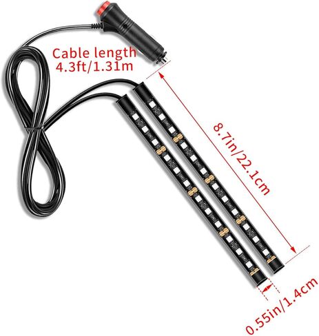 Car LED Strip Light, 24 LED RGB Auto Under Dash Interior Atmosphere Lights, 12V Ambient Night Light, Auto Interior Decorative Lamp, Universal Car Accessories (Orange, Cigarette Adapter) in Kuwait