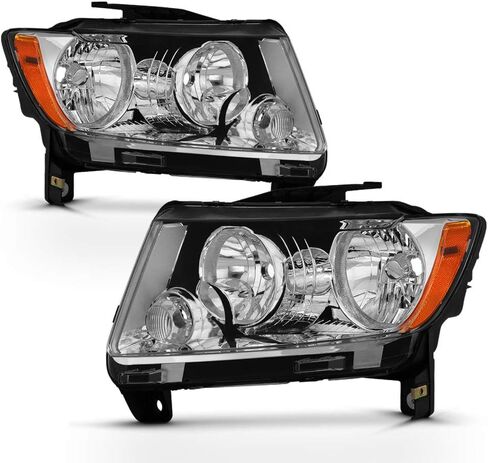 Acanii - لـ [نموذج الهالوجين] 2011-2013 Jeep Grand Cherokee | Compass Compass المصابيح الأمامية السائق والركاب in Saudi Arabia