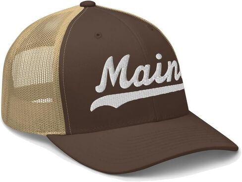 Maine Hat Trucker Baseball Font Embroidered Maine Cap Vintage Baseball Mesh Swoosh Gift in Saudi Arabia