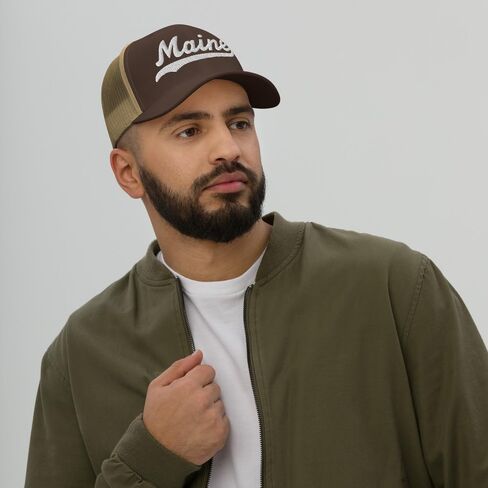 Maine Hat Trucker Baseball Font Embroidered Maine Cap Vintage Baseball Mesh Swoosh Gift in Saudi Arabia