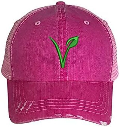 Vegan Symbol Distressed Trucker Hat - Embroidered Trucker Baseball Hat in Saudi Arabia