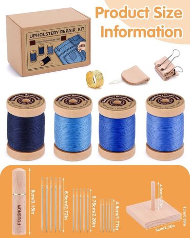FOUSNOW Leather Sewing Kit, Leather Needles for Hand Stitching, Leather Stitching Kit with Waxed Thread Upholstery Needle Leather Binder Clips Heavy Duty Sewing Kit for Shoes Bags Canvas in Kuwait