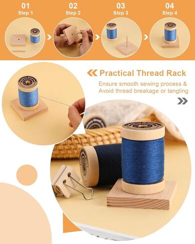 FOUSNOW Leather Sewing Kit, Leather Needles for Hand Stitching, Leather Stitching Kit with Waxed Thread Upholstery Needle Leather Binder Clips Heavy Duty Sewing Kit for Shoes Bags Canvas in Kuwait