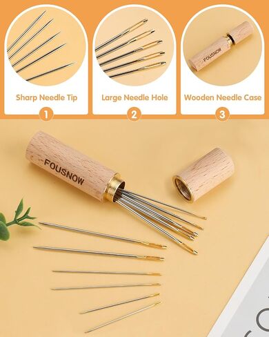 FOUSNOW Leather Sewing Kit, Leather Needles for Hand Stitching, Leather Stitching Kit with Waxed Thread Upholstery Needle Leather Binder Clips Heavy Duty Sewing Kit for Shoes Bags Canvas in Kuwait