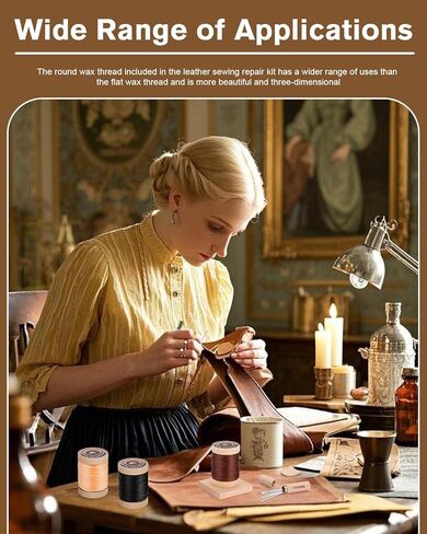 طقم خياطة من جلد فوسنو ، إبر جلدية لخياطة يدوي ، مجموعة خياطة جلدية مع خيوط متجانسة شمعية نطق إبرة من الجلد مقاطع خياطة ثقيلة للخدمة لأكياس الأحذية القماشية in Kuwait