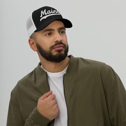 Maine Hat Trucker Baseball Font Embroidered Maine Cap Vintage Baseball Mesh Swoosh Gift in Kuwait