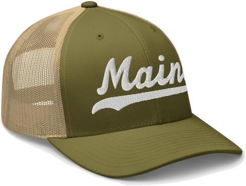 Maine Hat Trucker Baseball Font Embroidered Maine Cap Vintage Baseball Mesh Swoosh Gift in Saudi Arabia