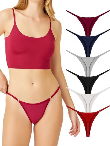 6 Piece Adjustable Cotton Thongs Sexy Underwear Pack Ladies Panties 100% Cotton Pack of Thongs G String in Saudi Arabia