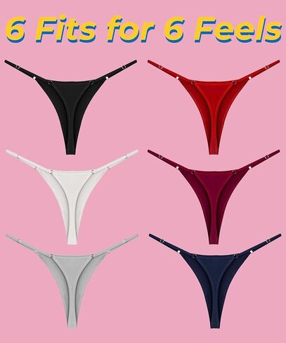 6 Piece Adjustable Cotton Thongs Sexy Underwear Pack Ladies Panties 100% Cotton Pack of Thongs G String in Saudi Arabia