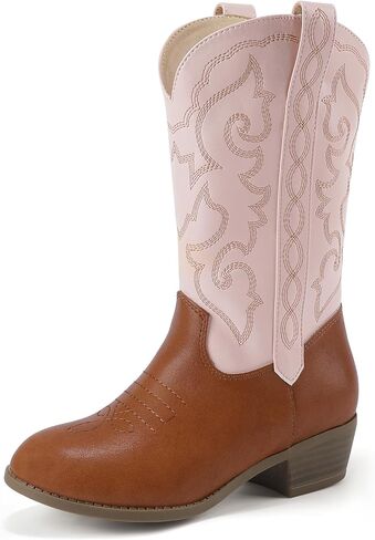 Hehainom Girls Cowboy Cowgirl Boots Boys Toddler Little Big Kids Western Mid Calf Riding Boots in Saudi Arabia
