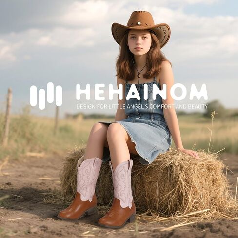 Hehainom Girls Cowboy Cowgirl Boots Boys Toddler Little Big Kids Western Mid Calf Riding Boots in Saudi Arabia
