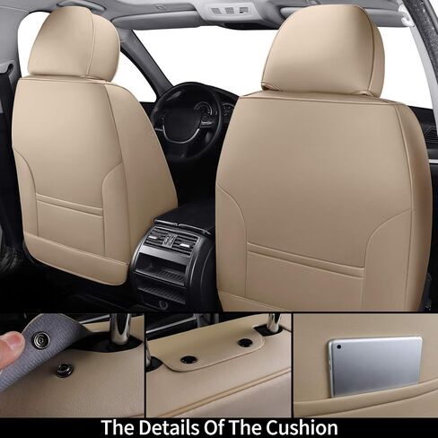 Coverado Car Seat Covers Full Set, 5 Seats Front Seat Cover and Back Seat Covers for Cars, Automotive Seat Covers Nappa Leather Waterproof Seat Covers, Car Seat Protectors Universal for Cars Beige in Saudi Arabia