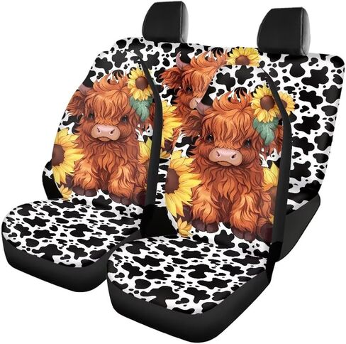 Car Seat Covers Full Set Highland Cow Print Easy to Install Cover Set Car Seat Protectors Automotive Interior Cover for Car Truck Van SUV in Kuwait