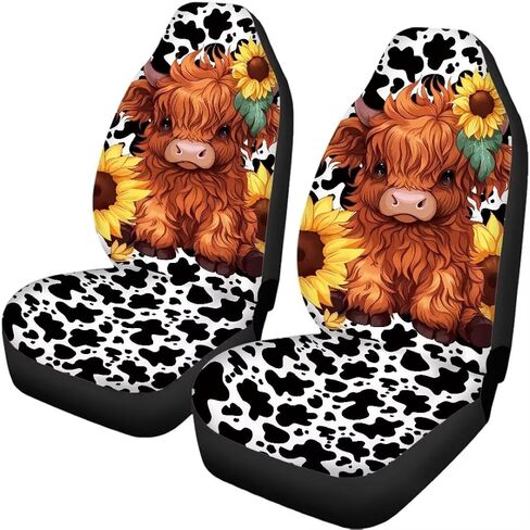 Car Seat Covers Full Set Highland Cow Print Easy to Install Cover Set Car Seat Protectors Automotive Interior Cover for Car Truck Van SUV in Kuwait