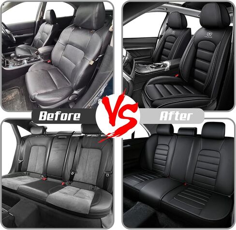 Full Set for Toyota Camry Seat Covers 2001-2025, Waterproof Nappa Leather Car Seat Protector, Anti-Slip & Comfortable Car seat Cover (Black) in Kuwait