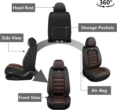 Full Set Car Seat Covers for Chevrolet Chevy Equinox 2006-2026, Waterproof Stain-Resistant Seat Cover, Premium Nappa Leather Seat Protectors with Storage Pockets(Standard 5 Seats/Black&Red) in Kuwait