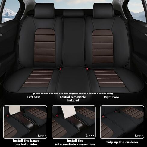 Full Set Car Seat Covers for Chevrolet Chevy Equinox 2006-2026, Waterproof Stain-Resistant Seat Cover, Premium Nappa Leather Seat Protectors with Storage Pockets(Standard 5 Seats/Black&Red) in Kuwait