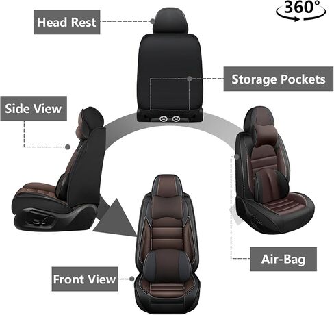 Full Set Car Seat Covers for Chevrolet Chevy Equinox 2006-2026, Waterproof Stain-Resistant Seat Cover, Premium Nappa Leather Seat Protectors with Storage Pockets(Standard 5 Seats/Black&Red) in Kuwait