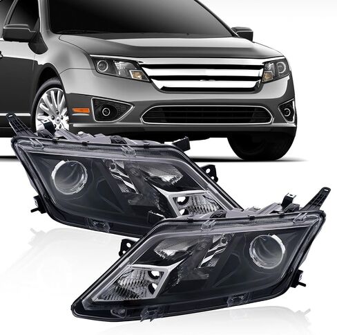 ملاءمة مجموعة المصابيح الأمامية لعام 2010 2011 2012 Ford Fusion ، المصابيح الأمامية للهالوجين ، (جهاز عرض أسود) ، سائق ومسافر ، استبدال FO2502273 FO2503273 in Kuwait