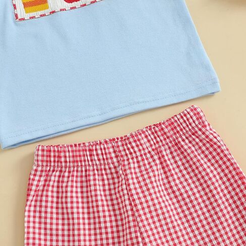 Toddler Boy Summer Clothes Animal Embroidery Smocked Short Sleeve T-Shirt + Casual Shorts in Saudi Arabia