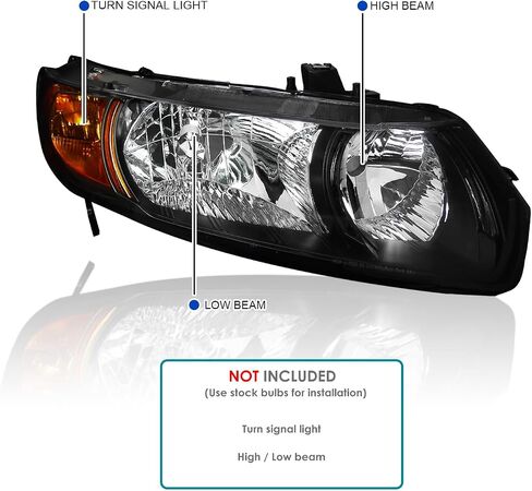 SPEC-D TUNING Smoke Lens Headlights Compatible with 2006-2011 Honda Civic Coupe L+R Pair Head Light Lamp Assembly in Saudi Arabia
