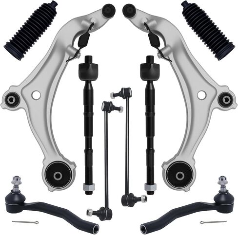 AUQDD 10Pc Front End Suspension Kit Fit For 2011-2017 Ni-ssan Quest, 2 Lower Control Arm w/Ball Joint 2 Sway Bar Link 4 Outer & Inner Tie Rod End 2 Boots (# 524-221 524-222 K750783 EV801340 ES801267) in Saudi Arabia