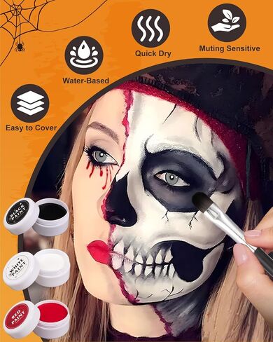 Lictin Halloween Effects Special Effects SFX Zombie Makeup Kit ، 9 Colors Crities Makeup Face Body Painte مع شمع الندبة ، رذاذ الدم والهلام المزيف ، مصاصي الدماء المهرج المهرج الطلاء (14 مساءً) in Kuwait
