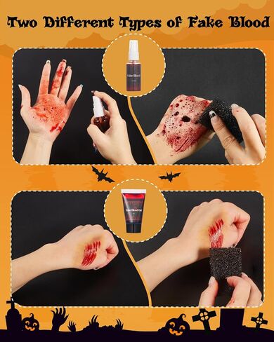 Lictin Halloween Effects Special Effects SFX Zombie Makeup Kit ، 9 Colors Crities Makeup Face Body Painte مع شمع الندبة ، رذاذ الدم والهلام المزيف ، مصاصي الدماء المهرج المهرج الطلاء (14 مساءً) in Kuwait